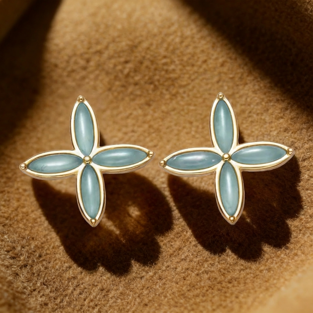 Clover Amazonite Stud Earrings