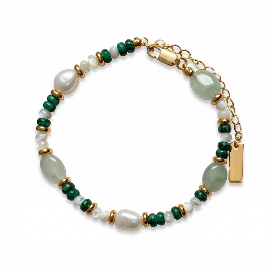 Malachite Green Jade Beads Bracelet