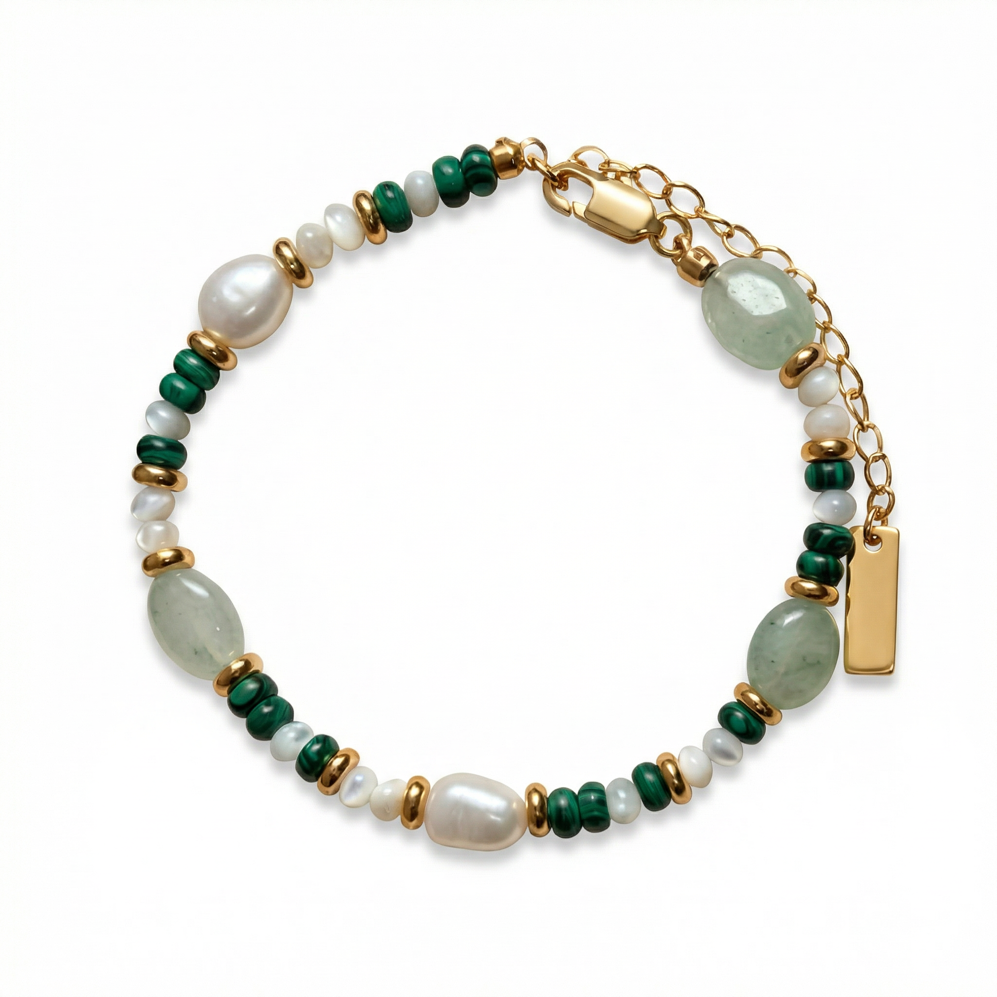 Malachite Green Jade Beads Bracelet