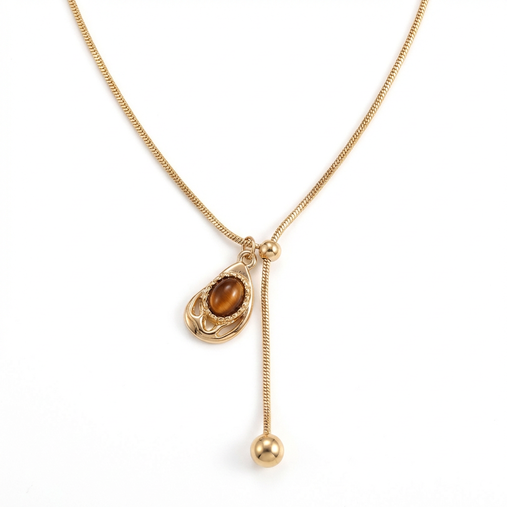 Tiger's Eye Teardrop Necklace