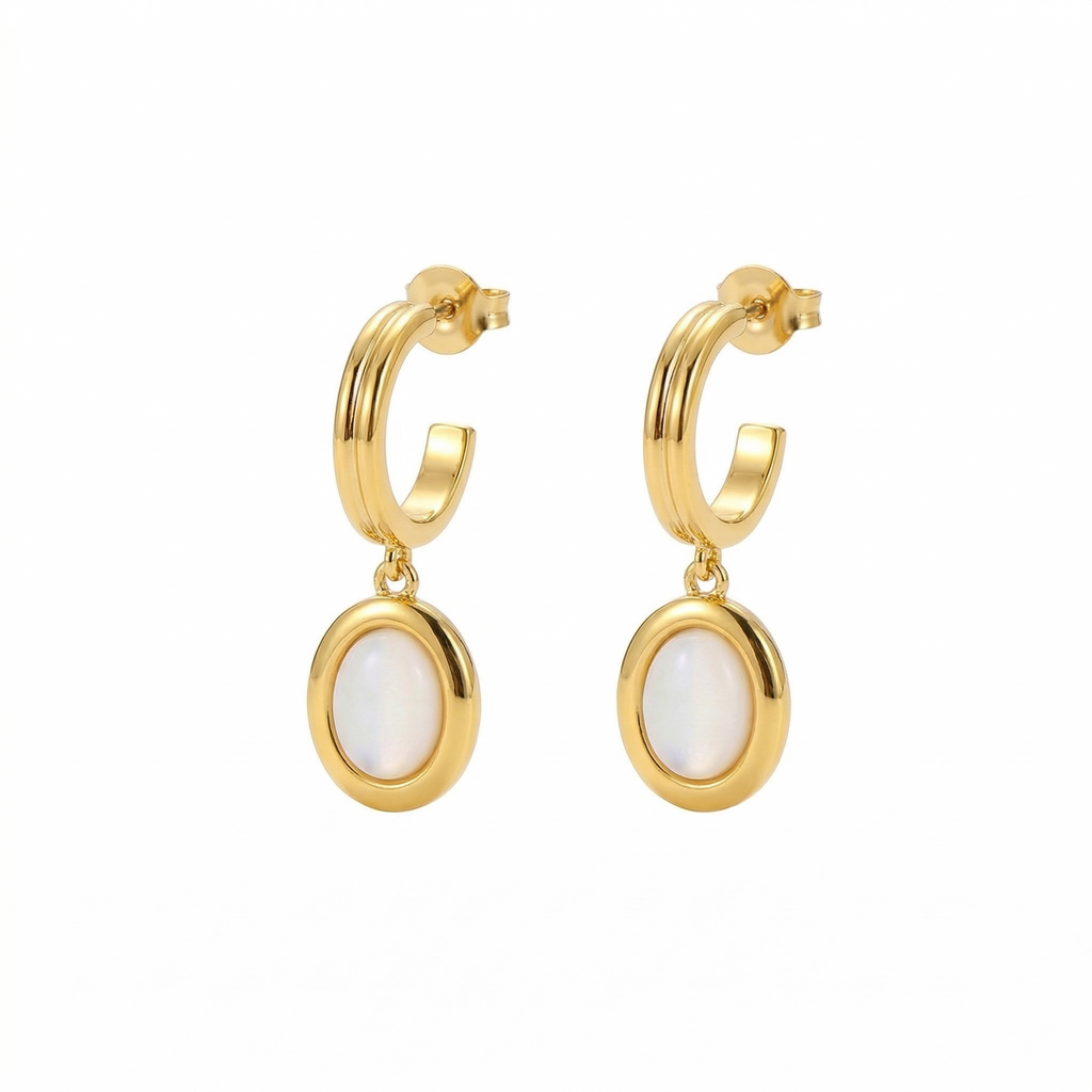 Tiger's Eye Earrings in 18K Gold-Plated Copper