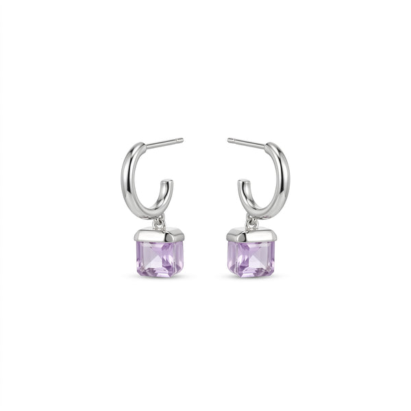 Violet Serenity - Amethyst Square Drop Earrings