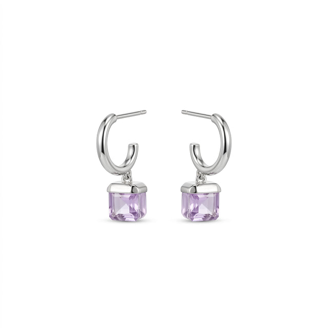 Violet Serenity - Amethyst Square Drop Earrings